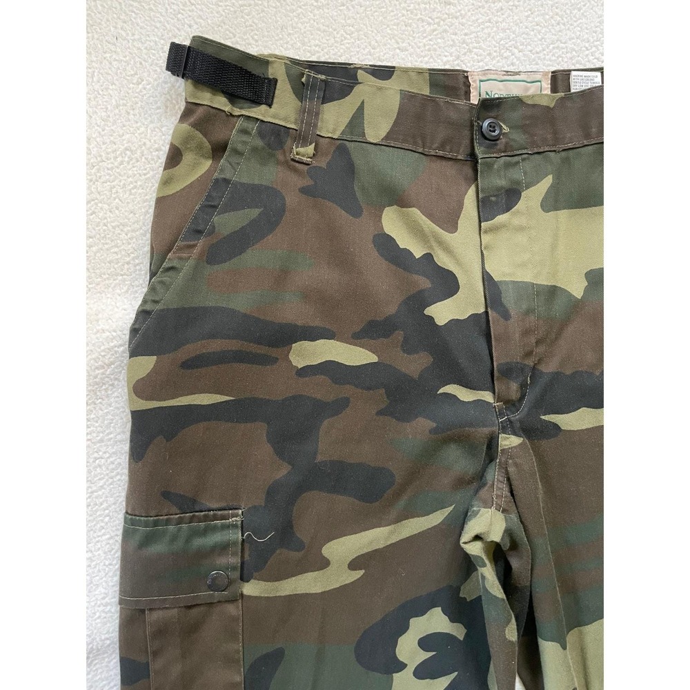 Vintage 90s Northwest Territory Mens Large Cargo Pants Woodland Camo Adj Waist - Picture 8 of 16